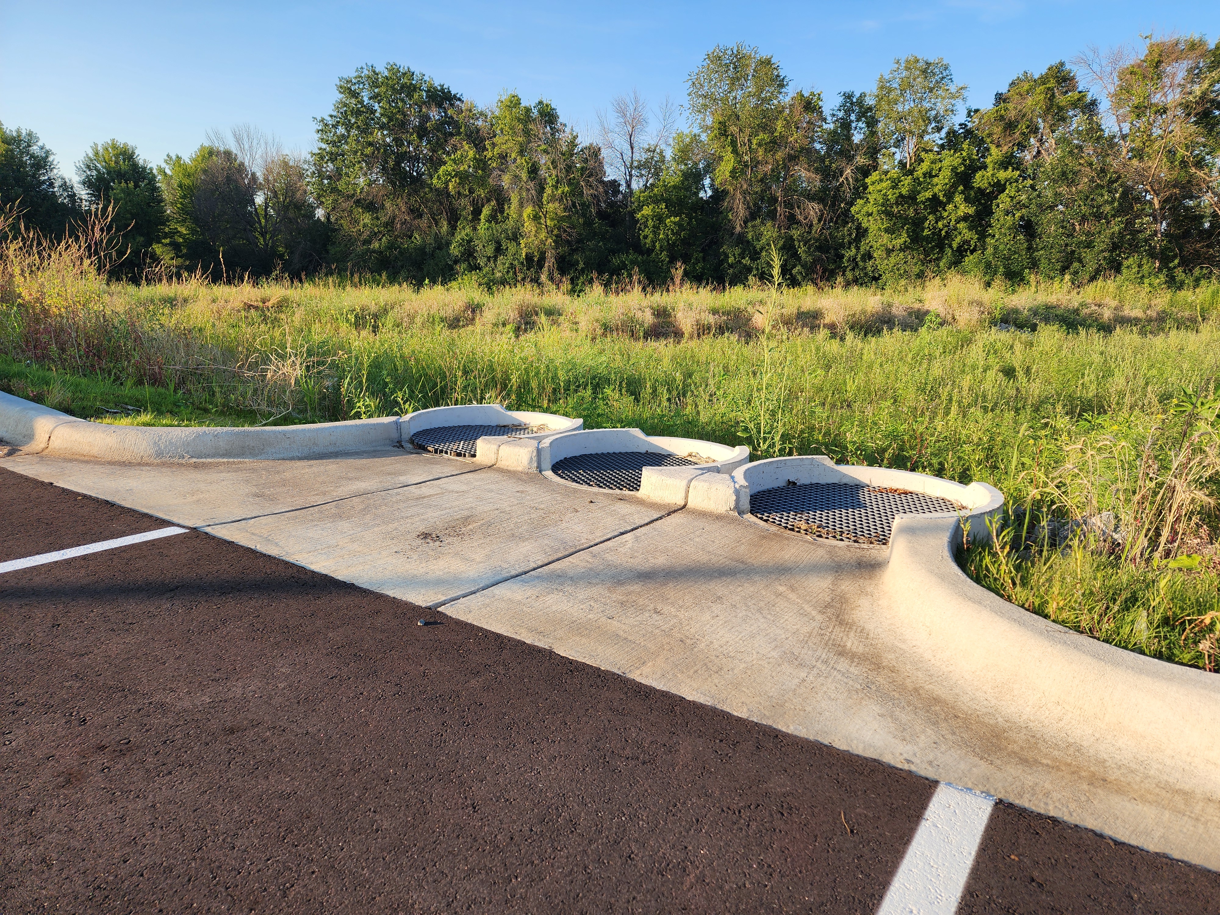 Three Turrets installed adjacent to one another in order to accommodate high flows from a large contributing drainage area - image shows inlets of the Turrets