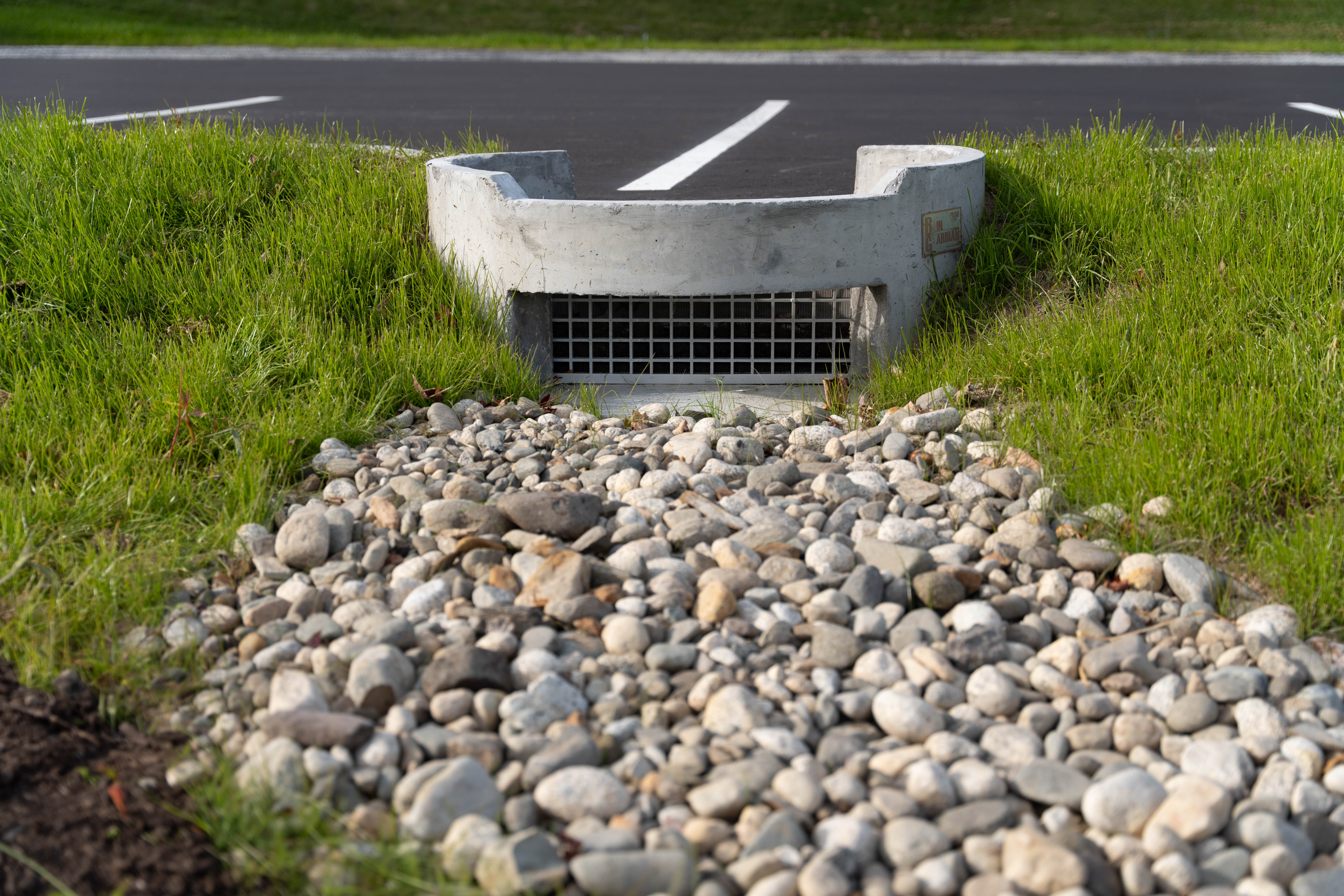 Rain Guardian Turret outlet view showing vertical filter wall